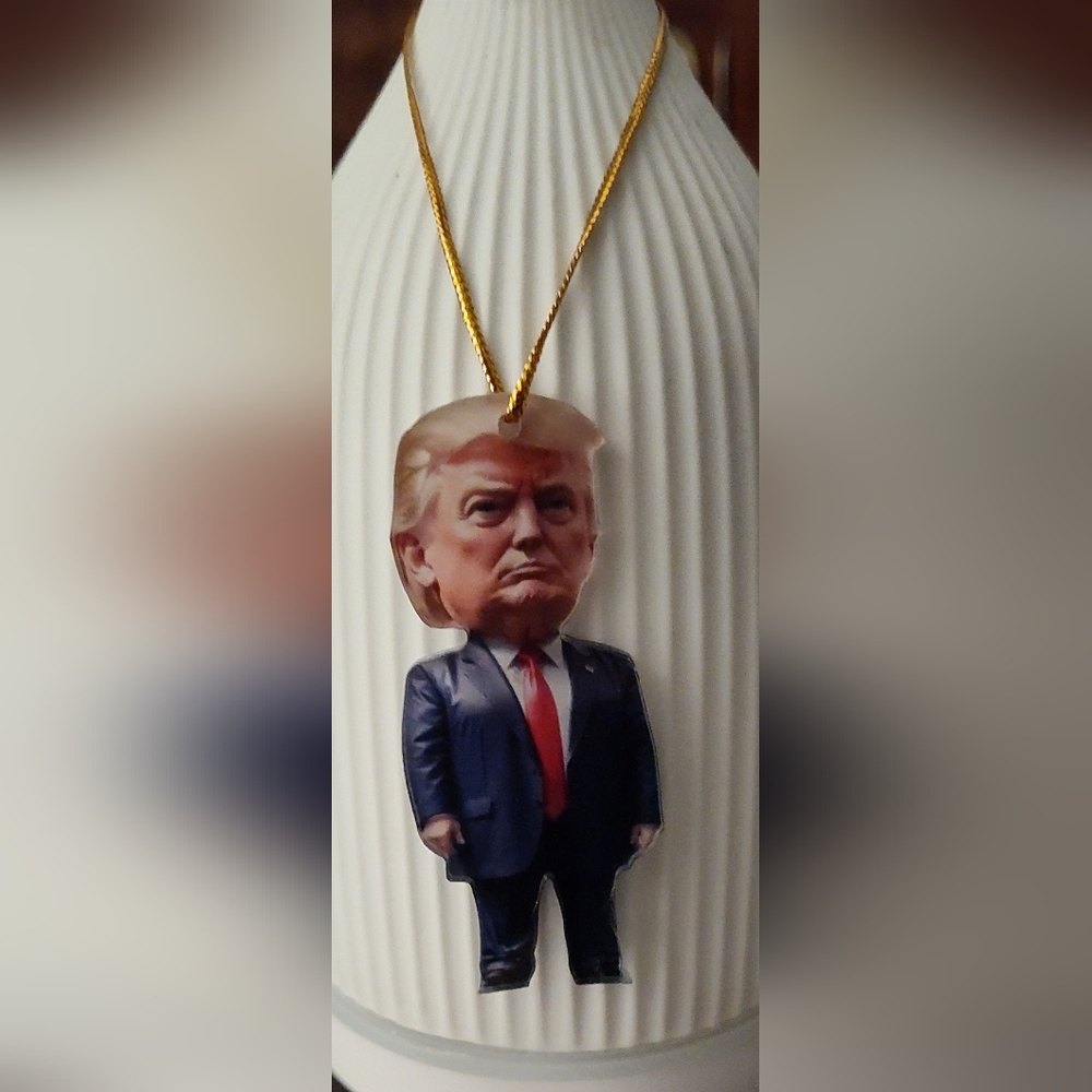 Acrylic 2D Ornament Donald Trump, Pic on both sides Approx 2 1/2" tall